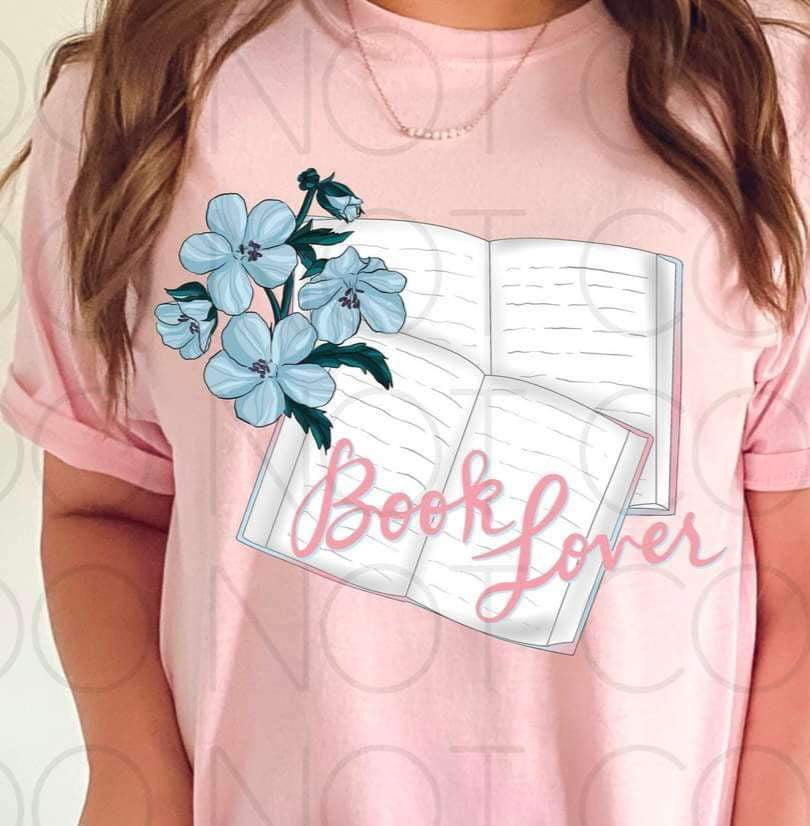Book lover (open books with blue flowers) 15082 DTF Transfer