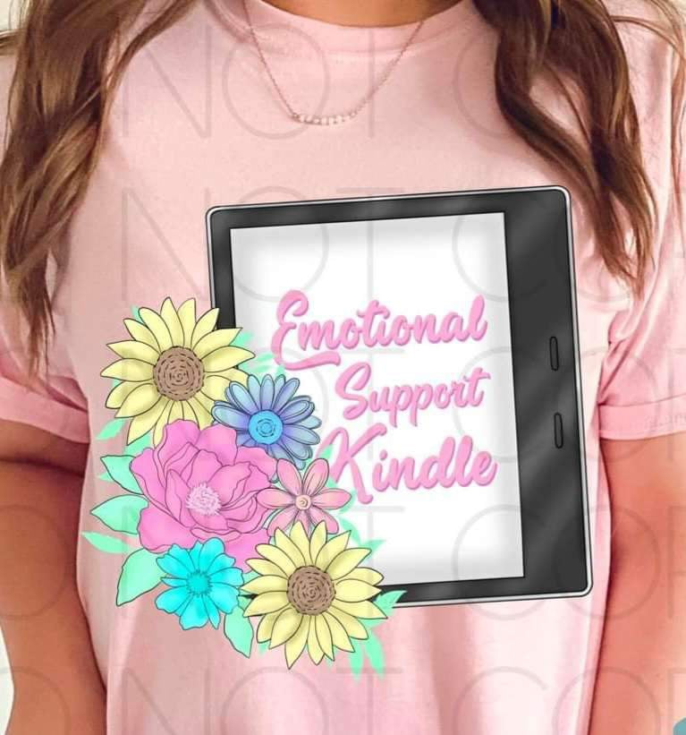 Emotional support kindle (kindle with colorful flowers) 15077 DTF Transfer