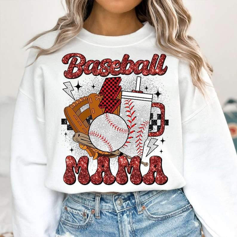Baseball mama glittery items 25142 DTF transfer