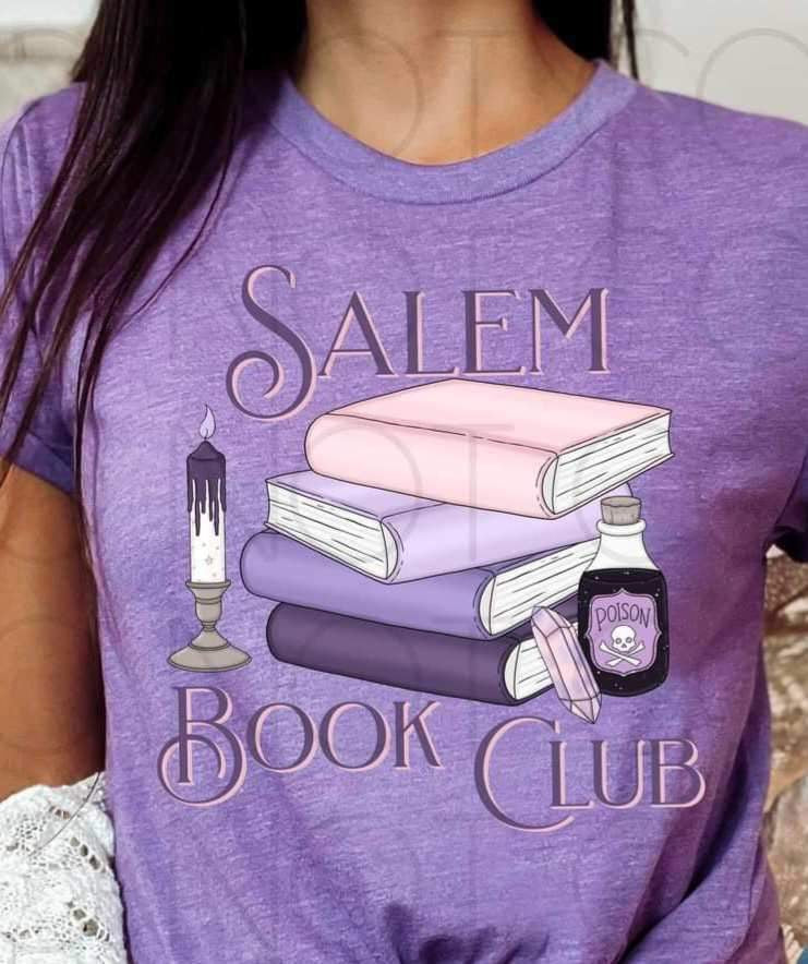 Salem book club (pink and purple books, candle, potion, crystal) 15065 DTF Transfer