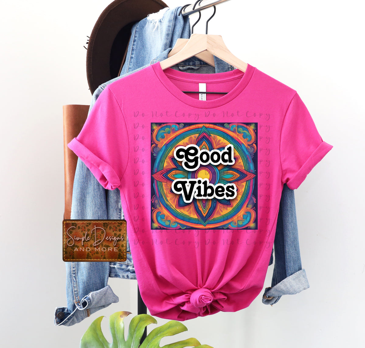 Good vibes mandala background 35099 DTF transfer