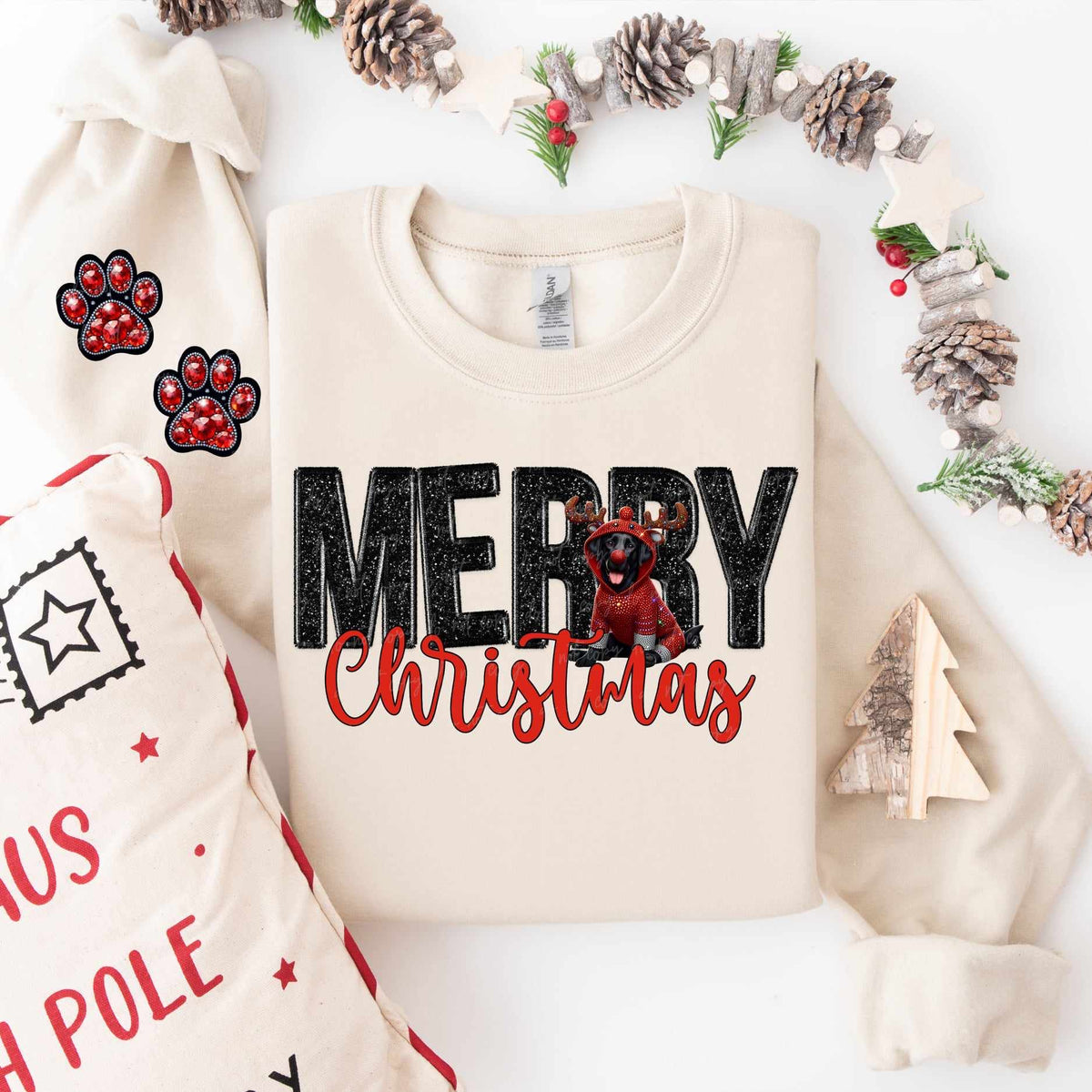 Merry Christmas black lab FRONT ONLY (VIRGO) 53816 DTF transfer