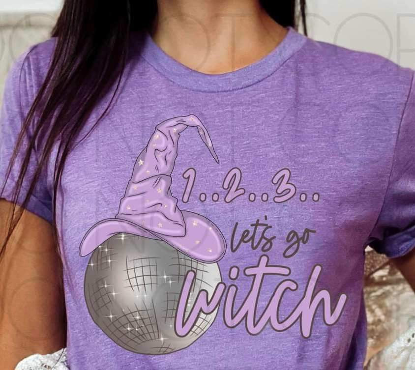 1..2..3.. lets go witch (disco ball with witch hat) 15062 DTF Transfer