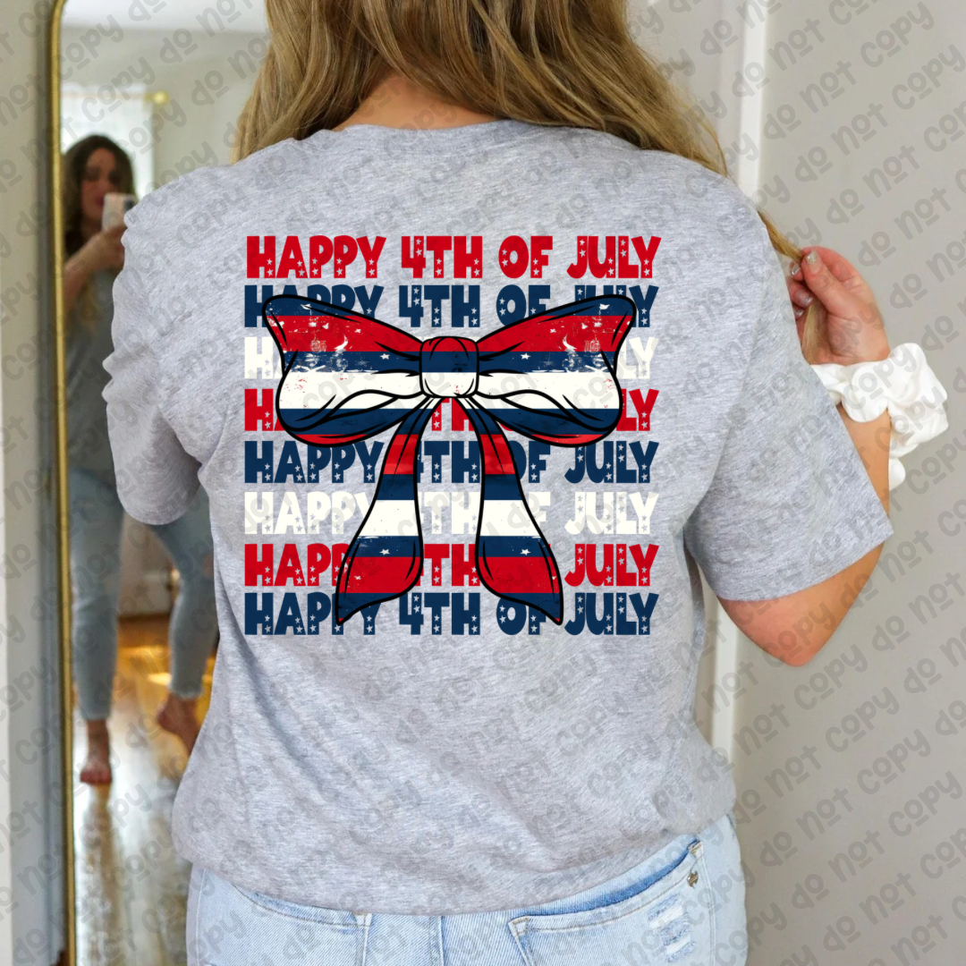Happy 4th of july stacked bow 35107 DTF transfer