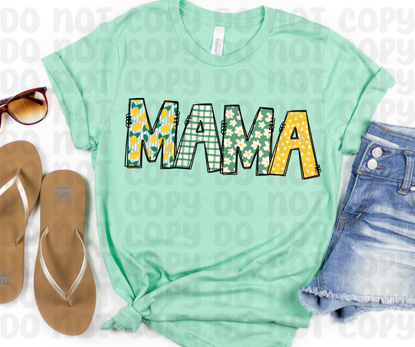 Mama yellow and green patterned 35106 DTF transfer