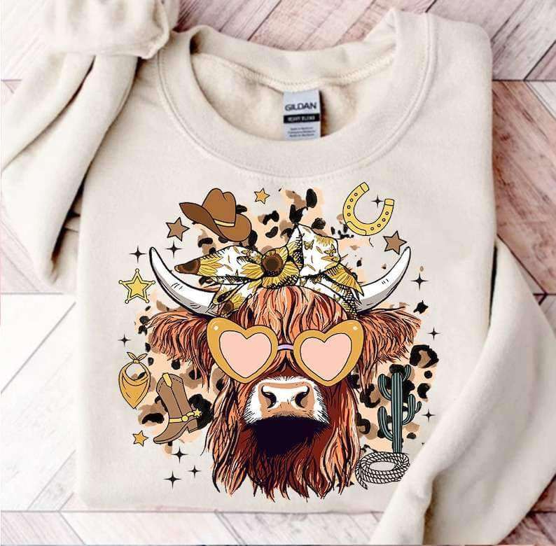 Shaggy cow cowboy items 25163 DTF transfer