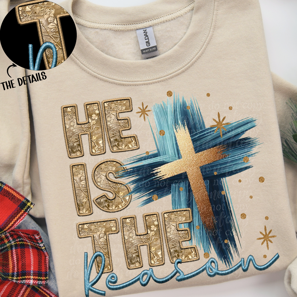 He is the season gold sequin (TTD) 67482 DTF transfer