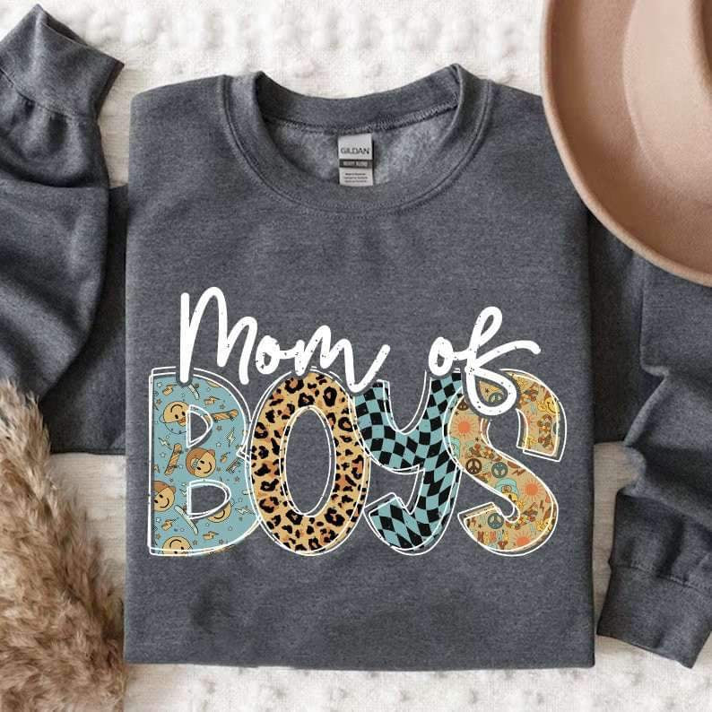 Mom of boys white and patterned 25158 DTF transfer