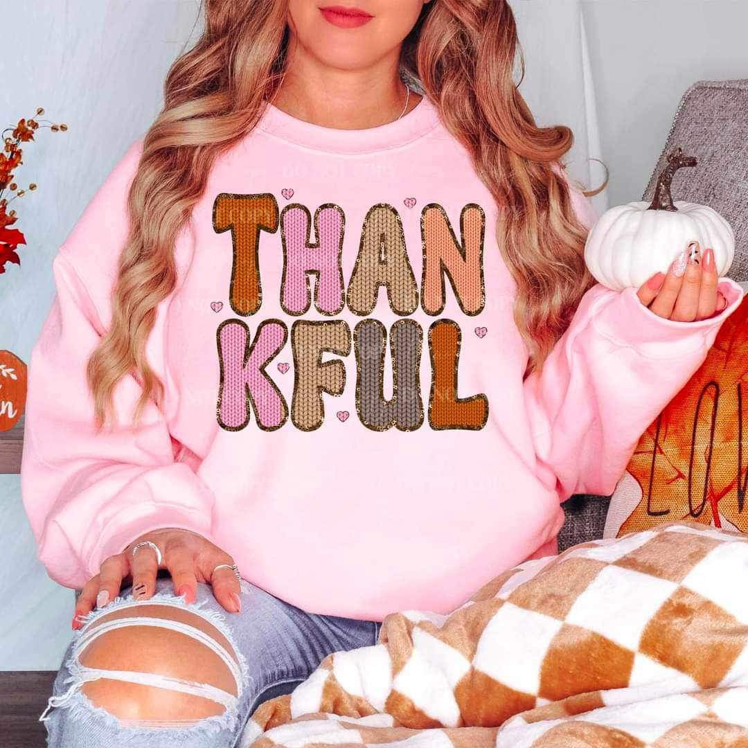 Thankful (multi color with knitted effect) 15125 DTF Transfer