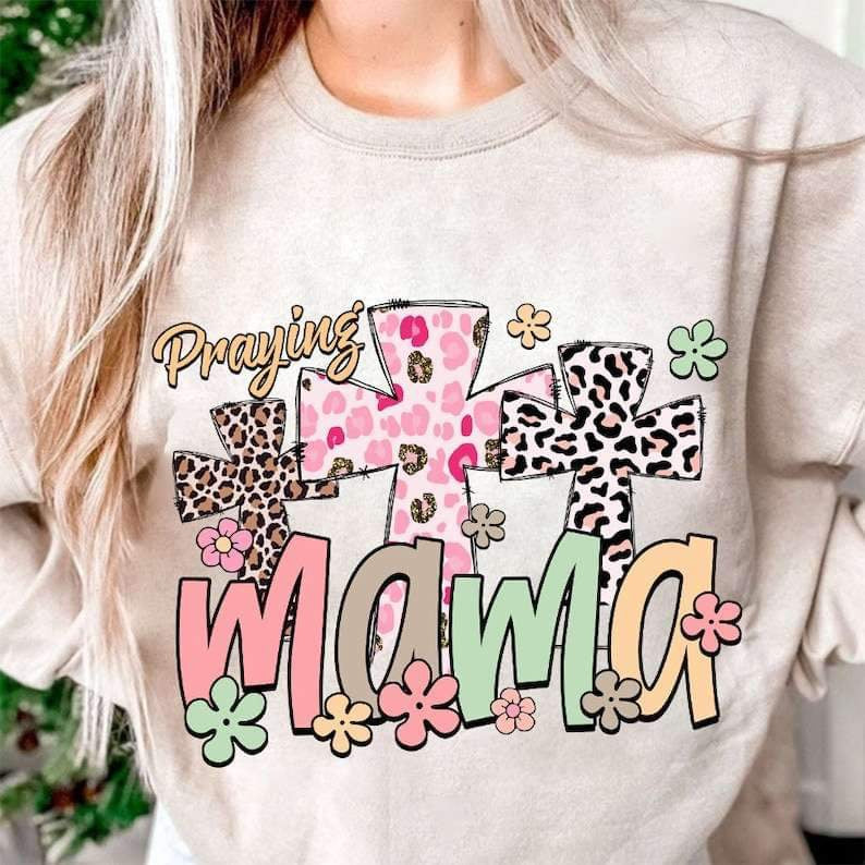 Praying mama trio leopard crosses 25101 DTF transfer