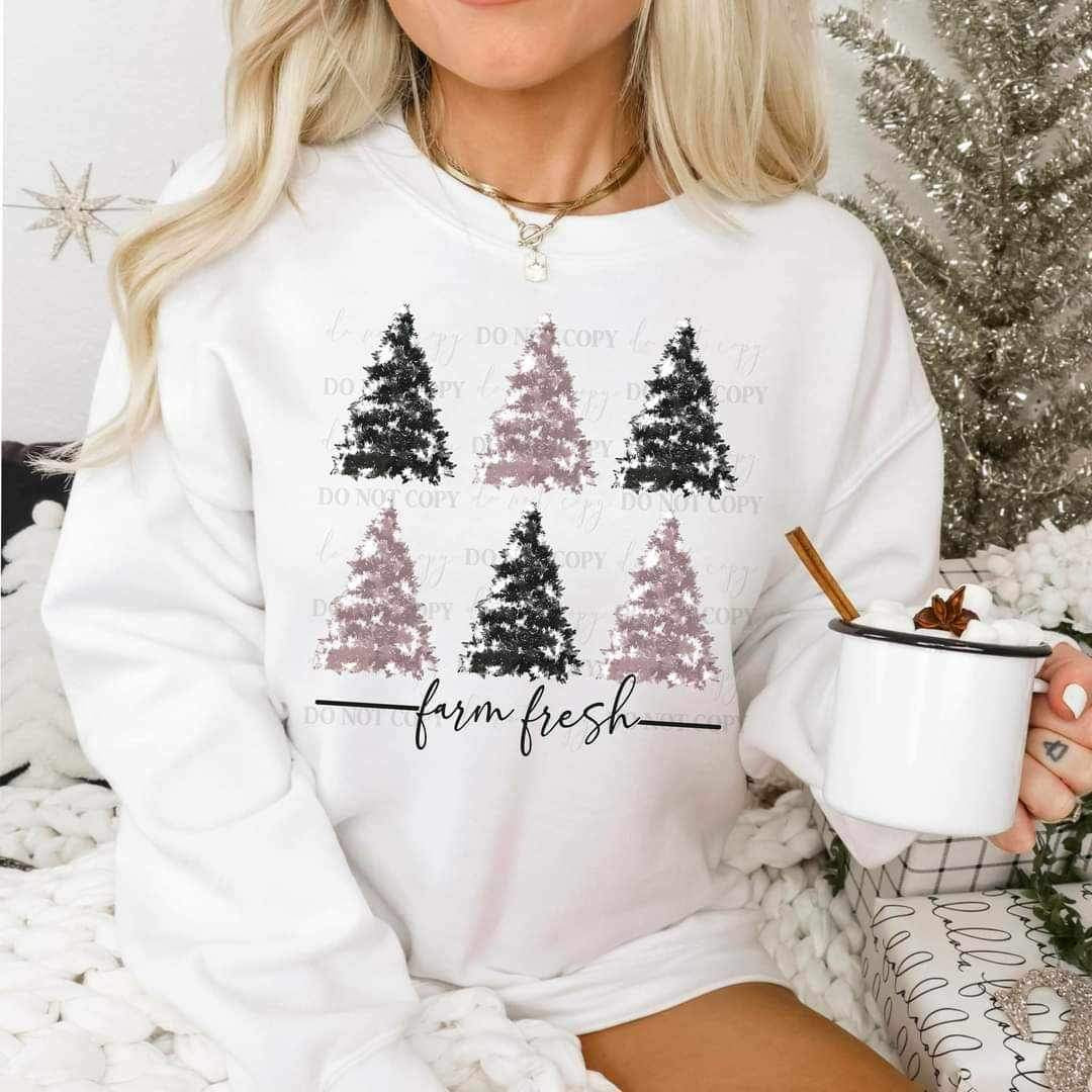 Farm fresh (black and grey trees) 15221 DTF Transfer