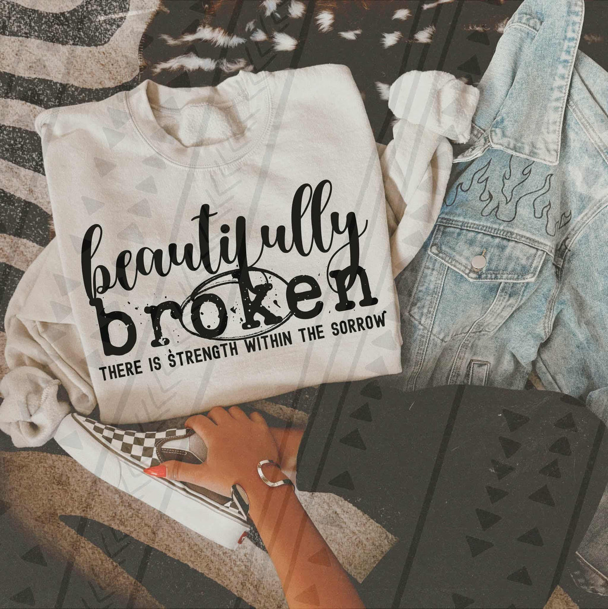 Beautifully Broken BLACK TGG 113429 DTF Transfer