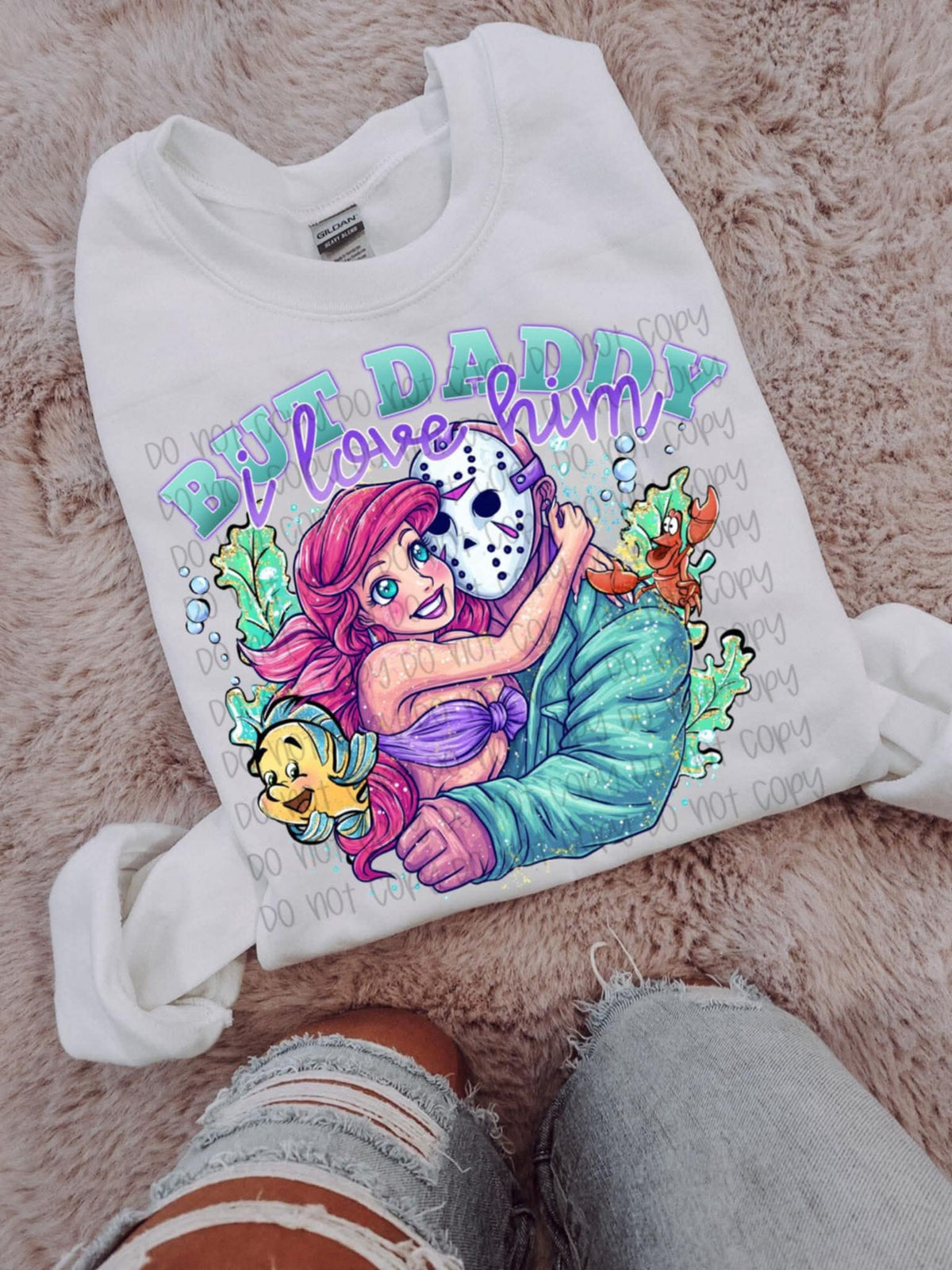 But Daddy i love him mermaid mask SSD DTF transfer