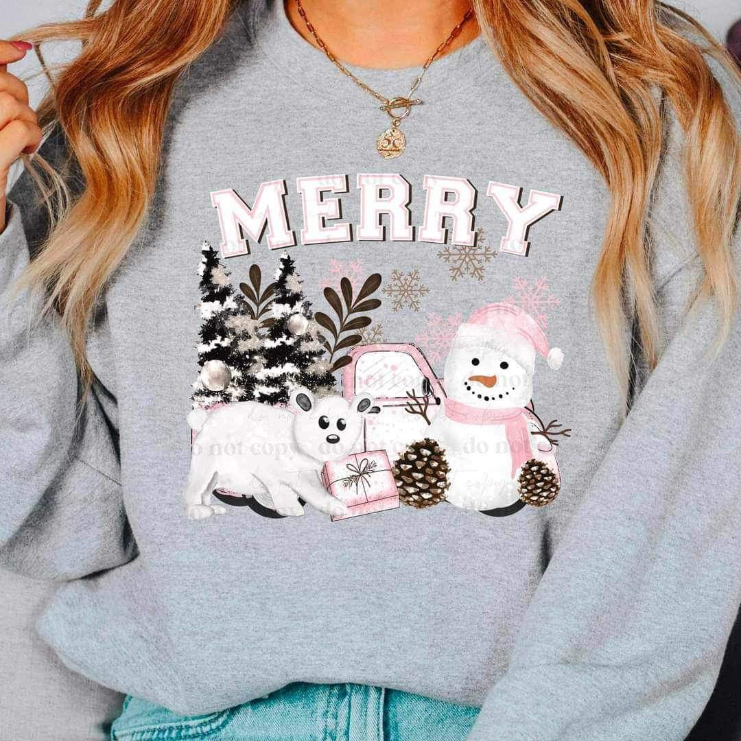 Merry (tree, polar bear, snowman, truck) 15204 DTF Transfer