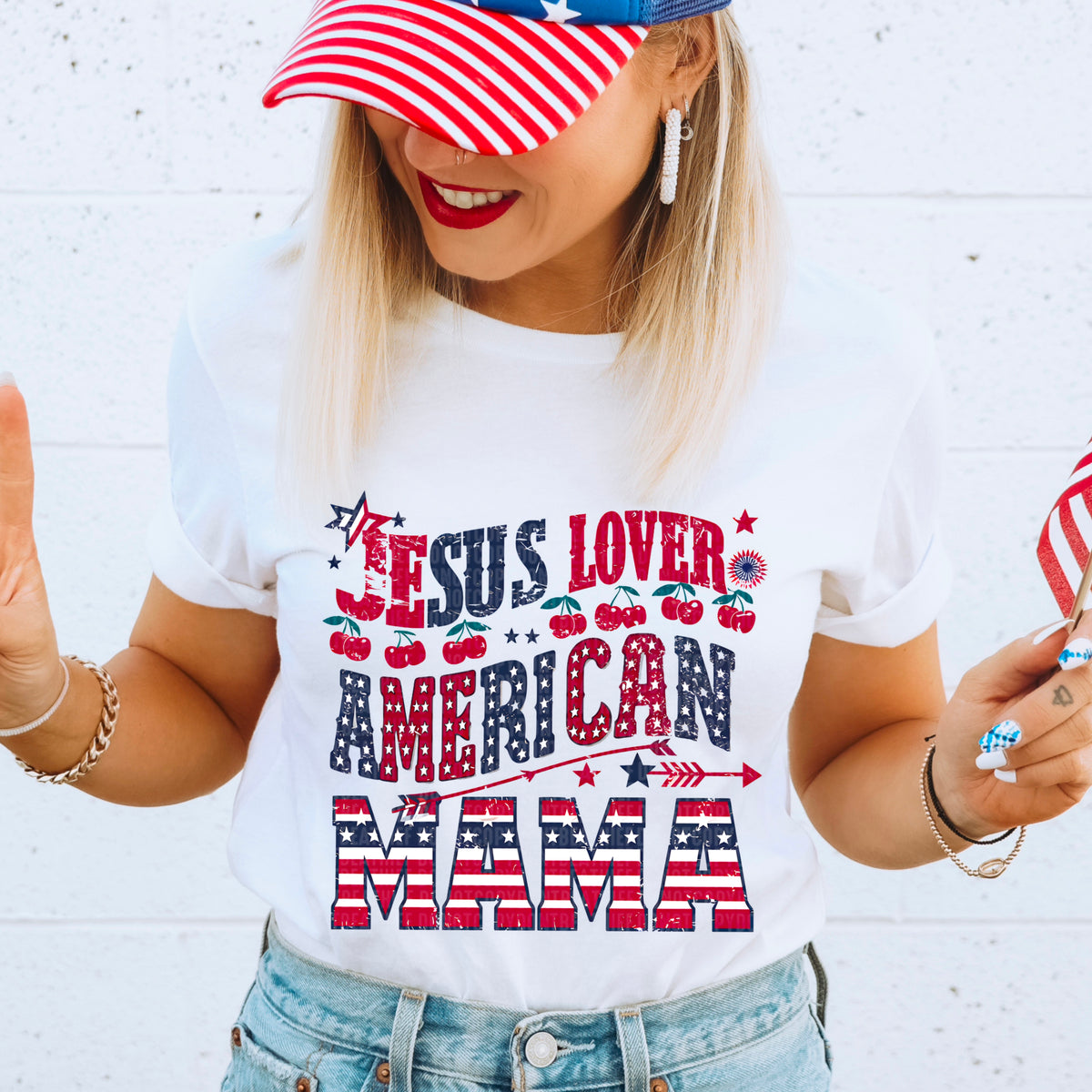 Jesus lover American mama 95530 DTF transfer