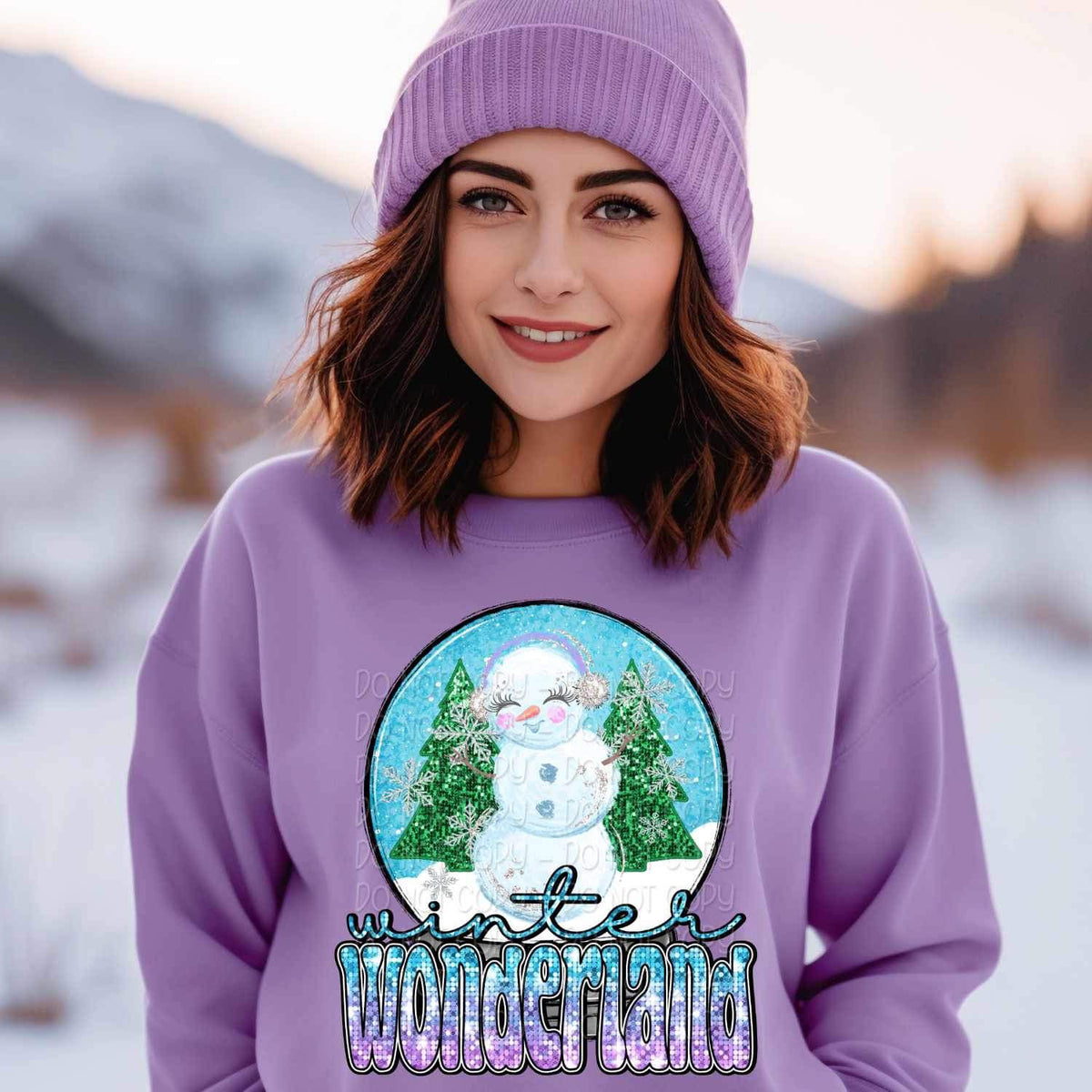 Winter wonderland (sequin with snowglobe) 15187 DTF Transfer