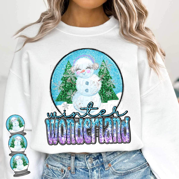 Winter wonderland (sequin with snowglobe) 15187 DTF Transfer