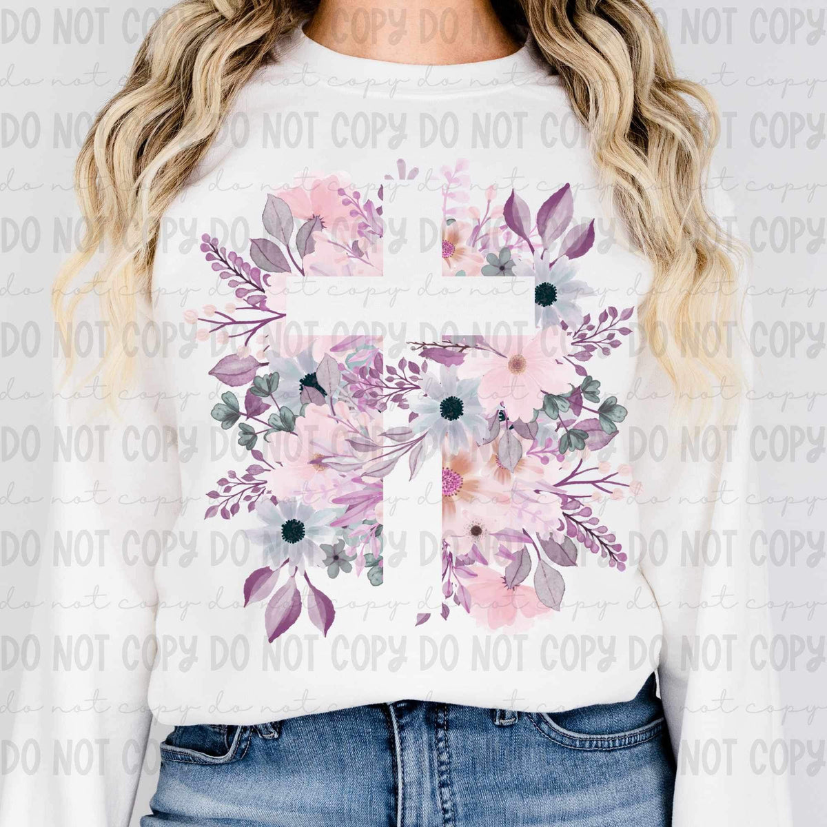 cross with florals 25210 DTF transfer