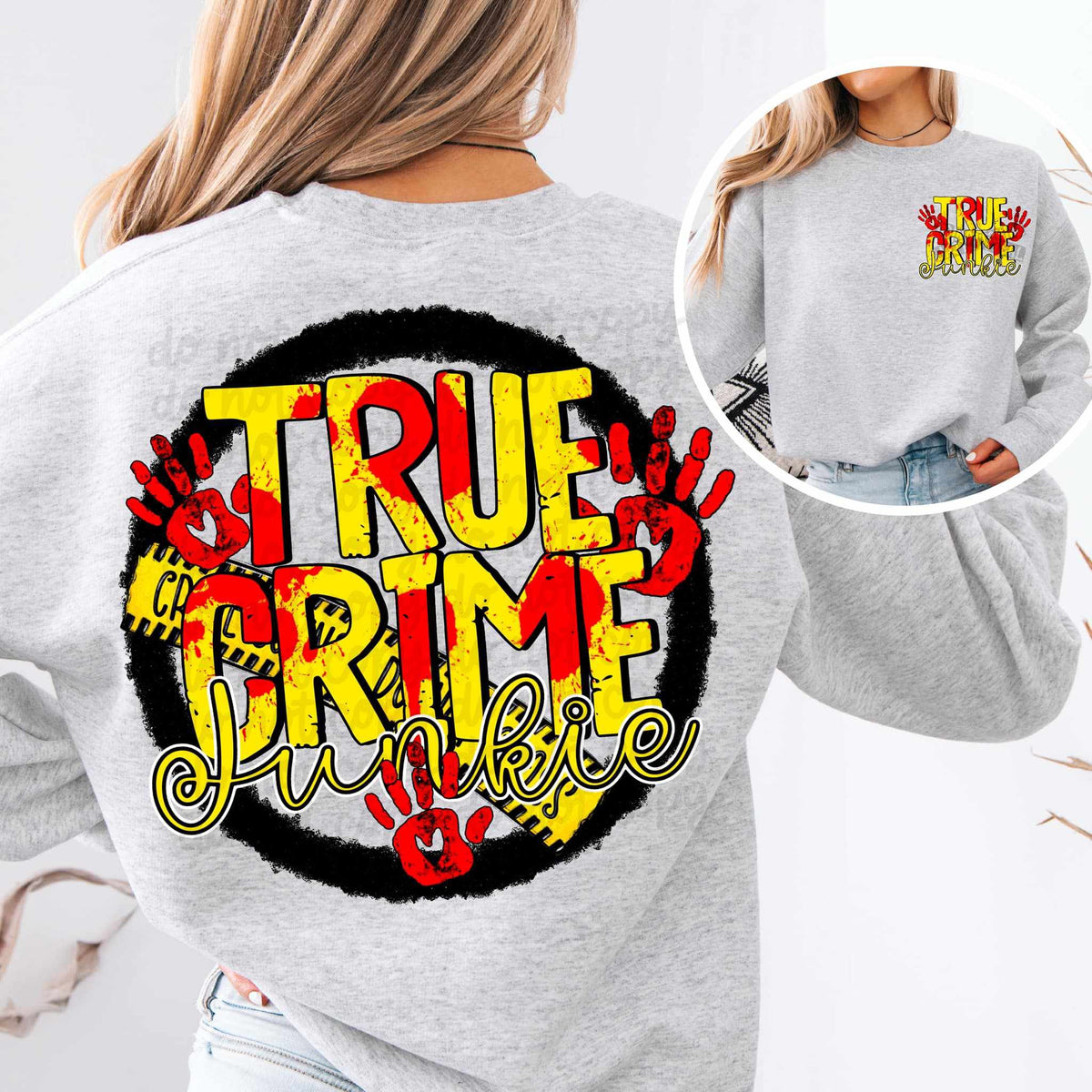 True crime junkie BACK 84775 DTF transfer