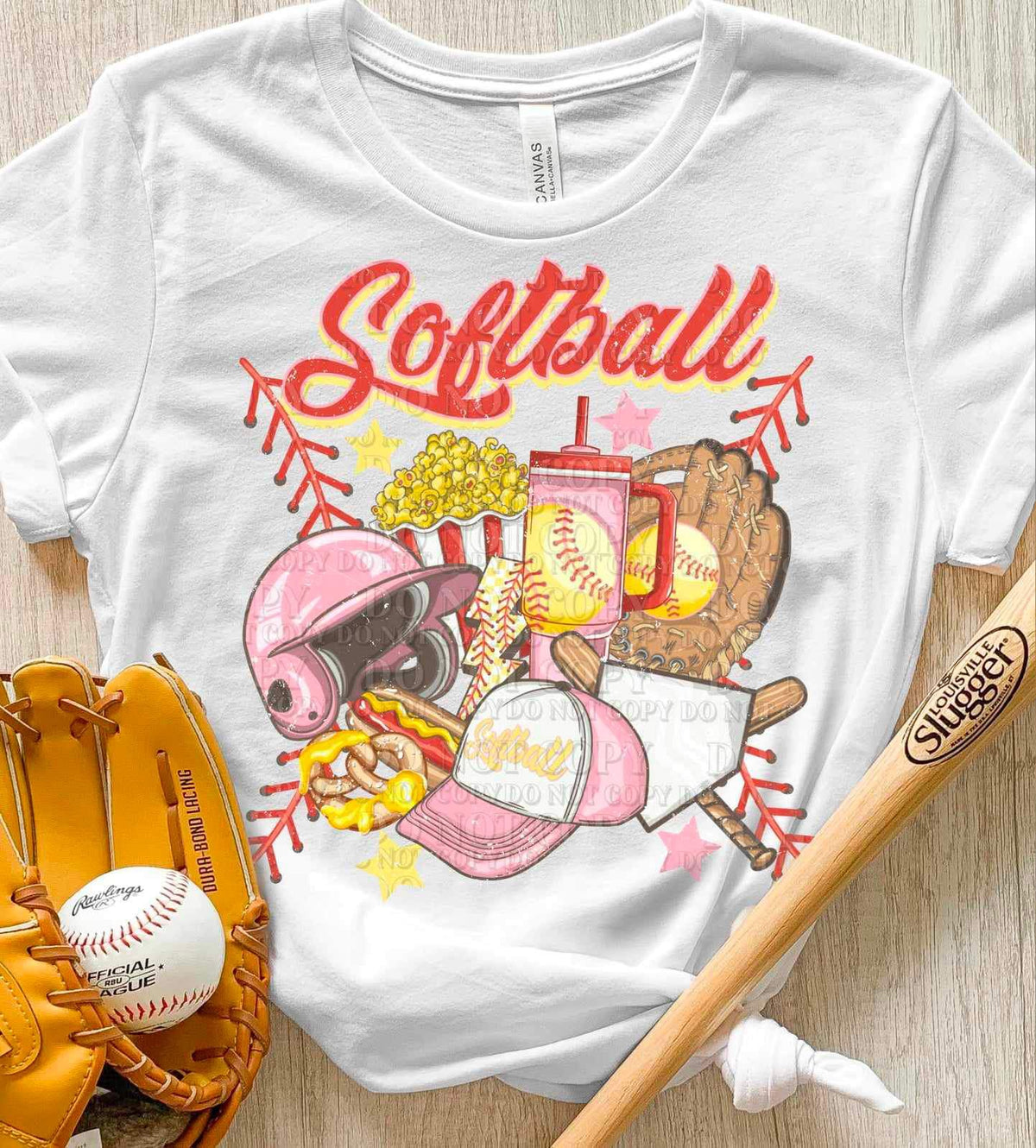 Softball pink items (AG) 25277 DTF transfer