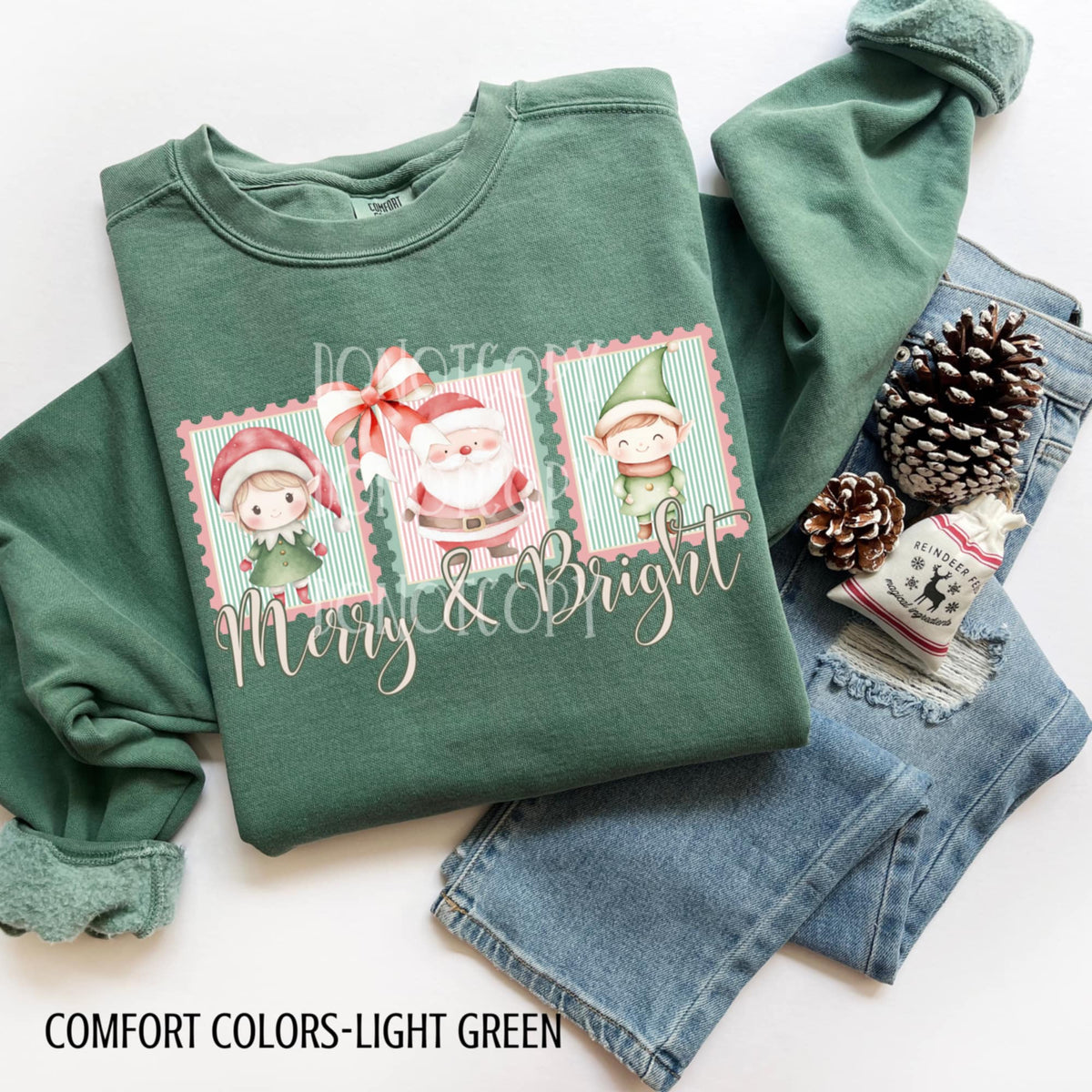 Merry & Bright 3 frames Santa & Elves CSG DTF transfer