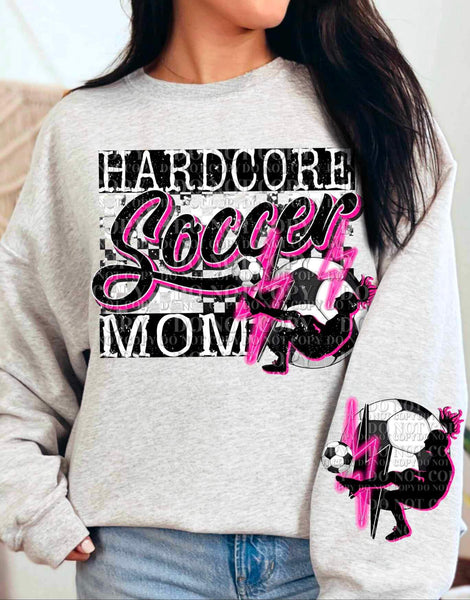 Hardcore soccer PINK mom FRONT (AG) 25252 DTF transfer