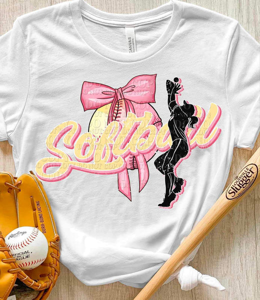 Softball yellow font coquette (AG) 25269 DTF transfer