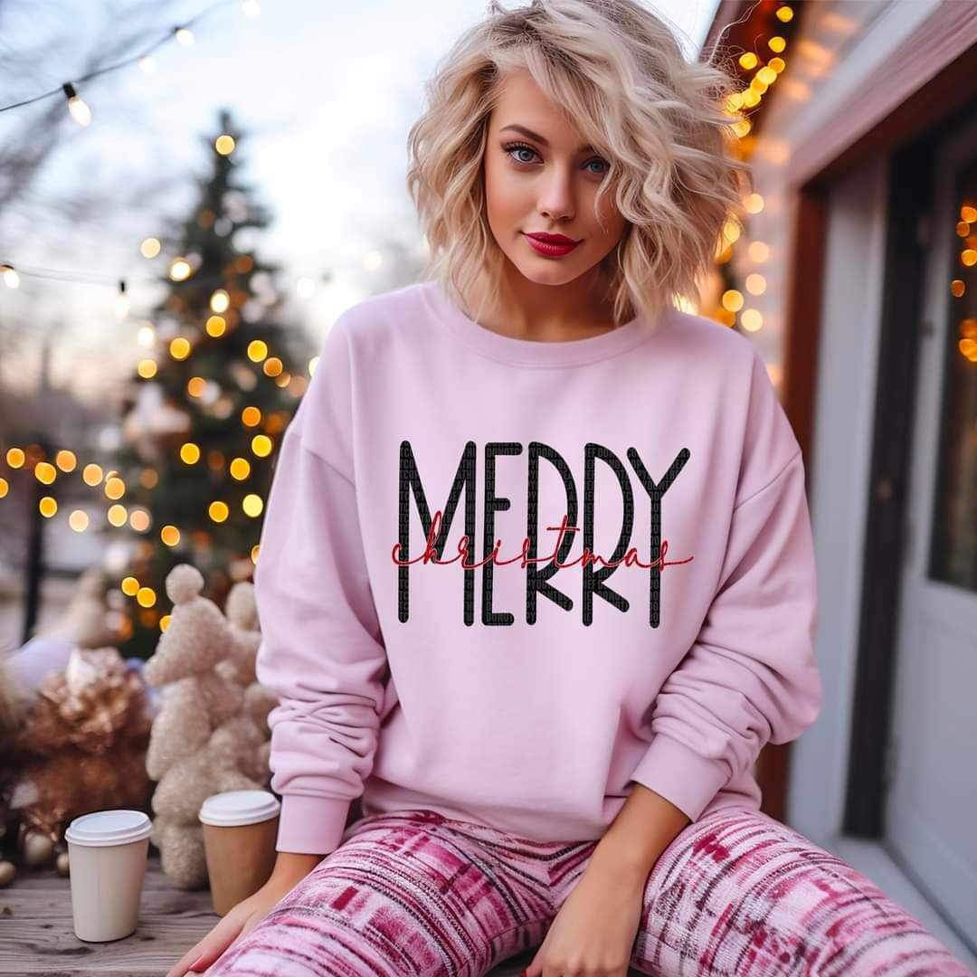 Merry Christmas (black and red font) 15338 DTF Transfer
