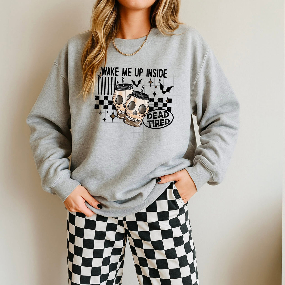 Wake me Up Inside skull cups BLACK (CSC) DTF Transfer