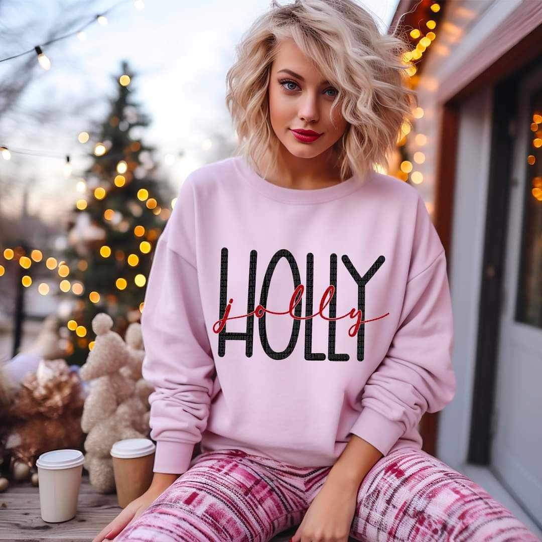 Holly jolly (black and red font) 15335 DTF Transfer