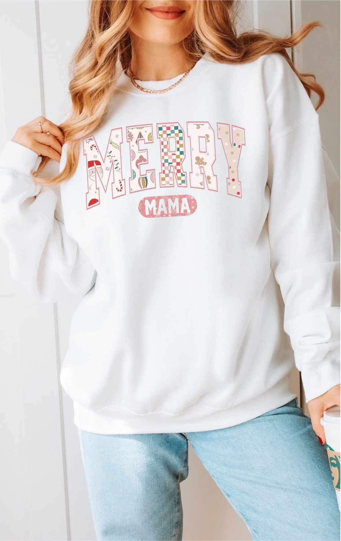 Merry mama (pink Christmas filled) 15323 DTF Transfe