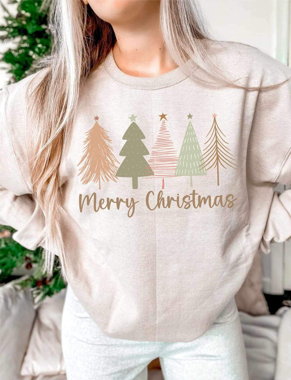 Merry Christmas (neutral colors with tree) 15321 DTF Transfe