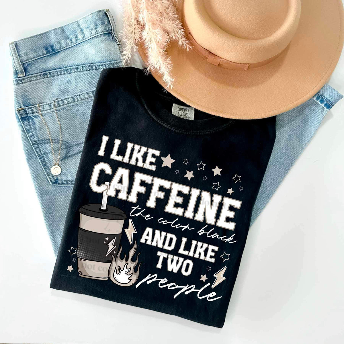 I like caffeine the color black and like two people (CSC) 25283 DTF transfer