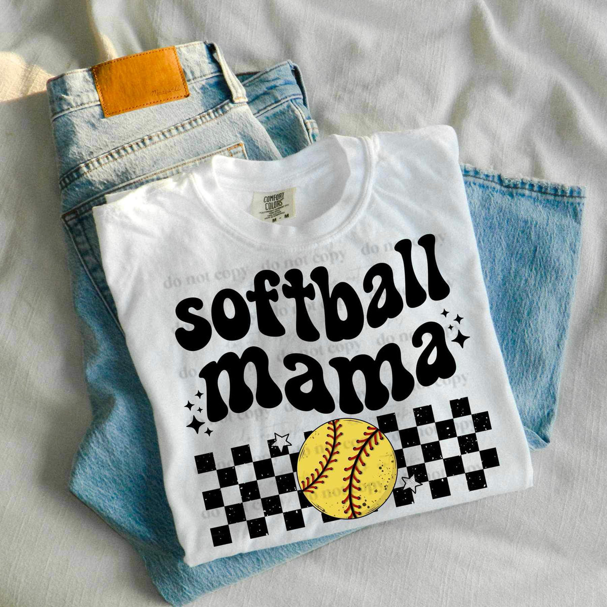 Softball mama checkered (CSC) 25305 DTF transfer