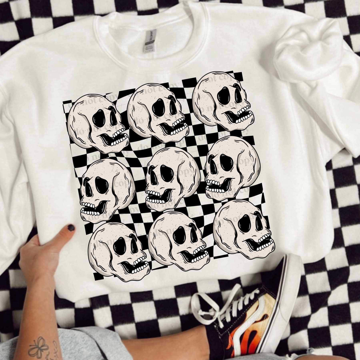 skull collage black checkered (CSC) 25295 DTF transfer