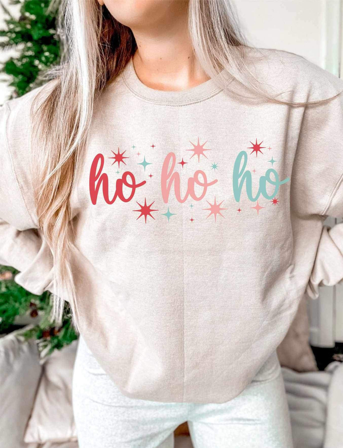 Ho ho ho (red pink and blue font with stars) 15282 DTF Transfe
