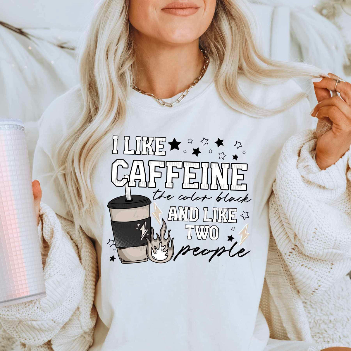 I like caffeine the color black and like two people (CSC) 25283 DTF transfer