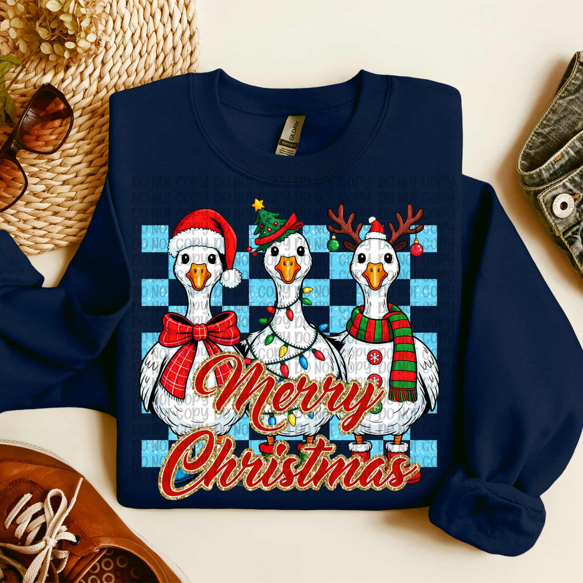 Merry Christmas three geese VP DTF Transfer