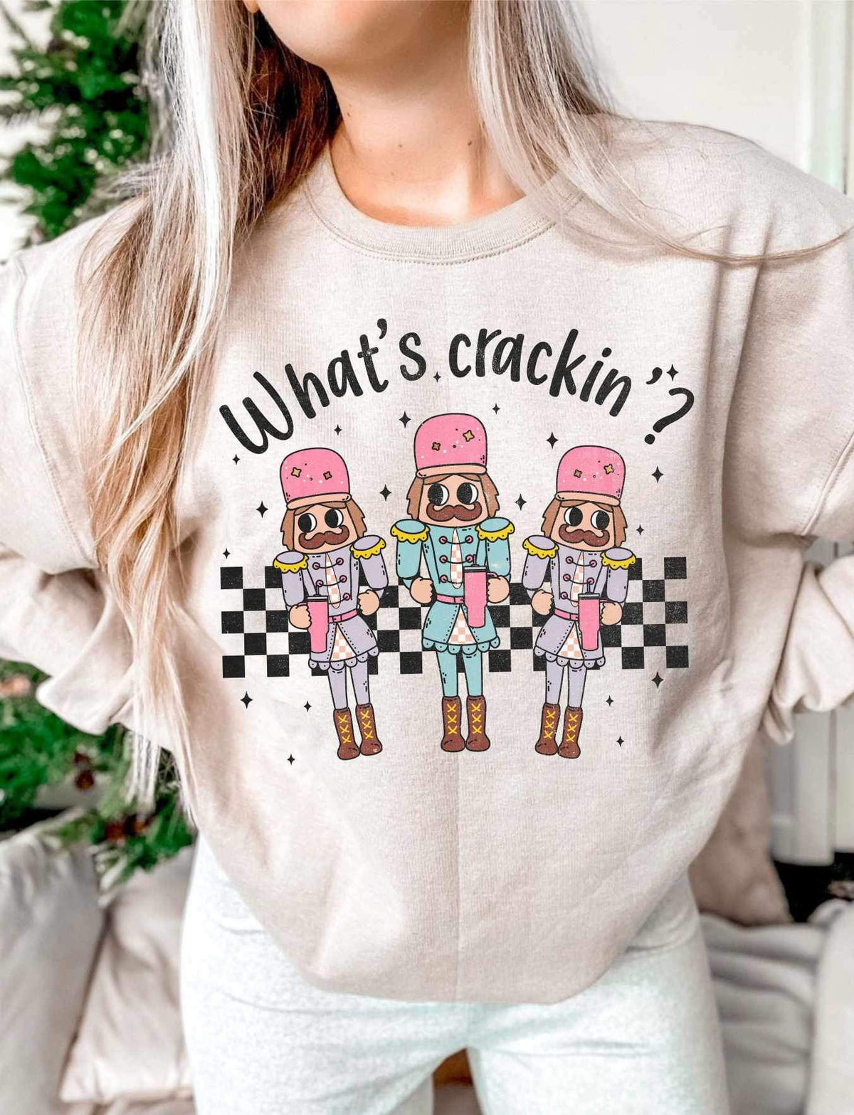 Whats crackin (three pastel nutcrackers with checkered print) 15240 DTF Transfer