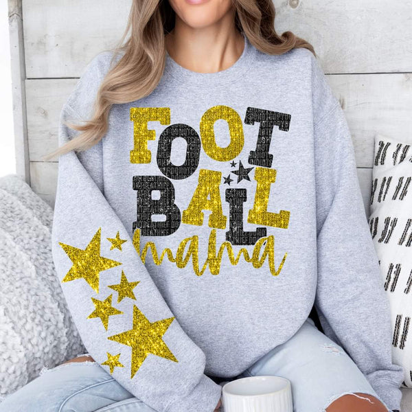 Football mama black and gold FRONT ONLY (SDD) 35304 DTF transfer