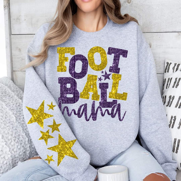 Football mama gold and purple FRONT ONLY (SDD) 35299 DTF transfer
