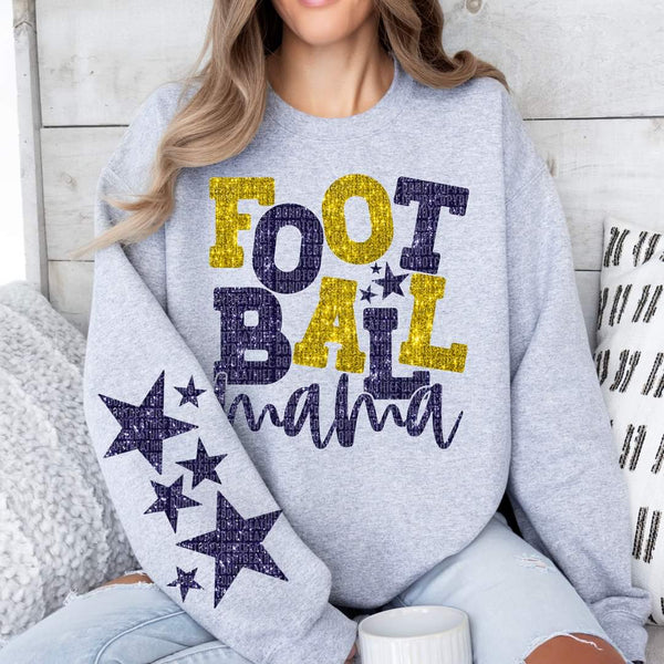 Football mama navy and gold FRONT ONLY (SDD) 35297 DTF transfer