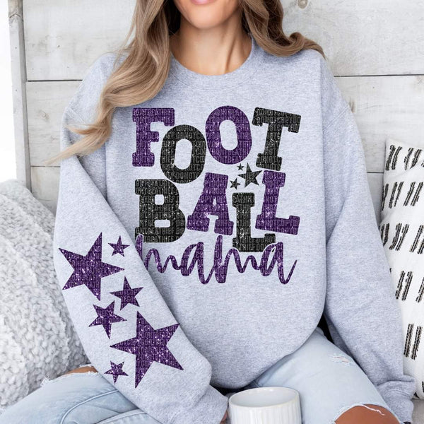 Football mama black and purple FRONT ONLY (SDD) 35295 DTF transfer