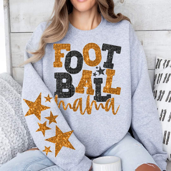 Football mama black and gold FRONT ONLY (SDD) 35291 DTF transfer
