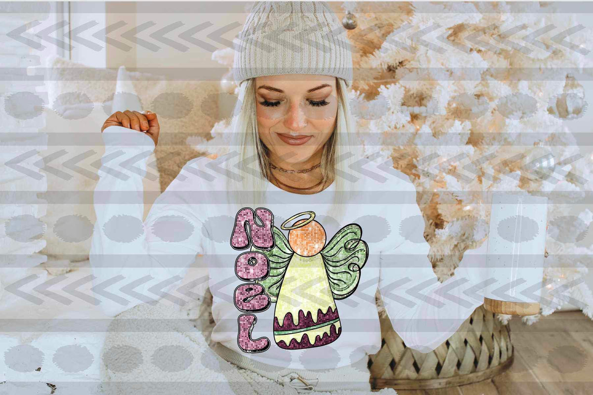 Noel (sequin font with angel) 15317 DTF Transfe
