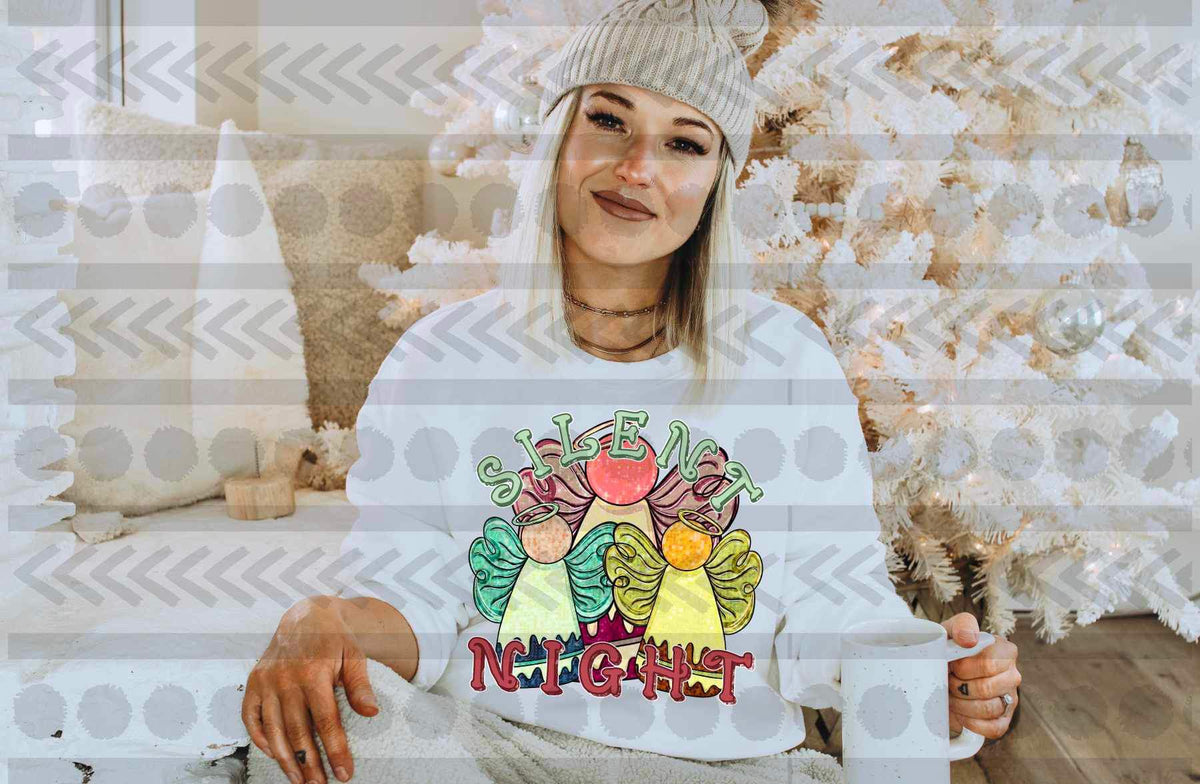 Silent night (blue pink and yellow angels) 15315 DTF Transfe