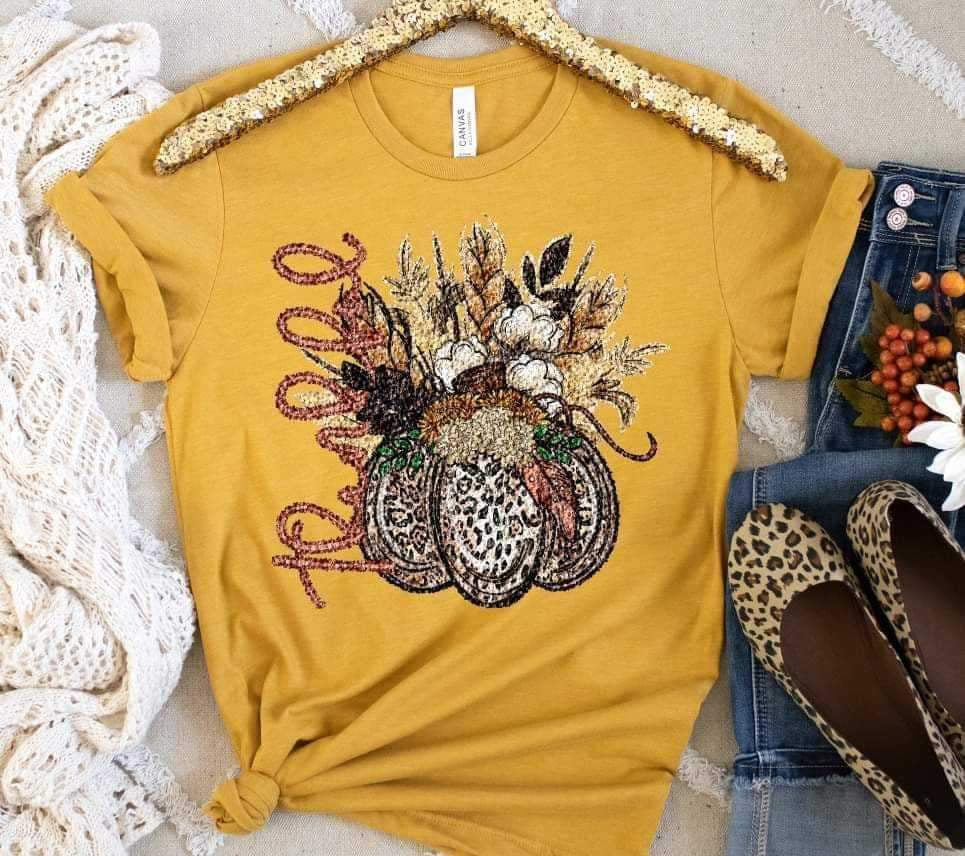 Thankful floral leopard pumpkin (glitter affect) DTF TRANSFER