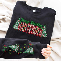 Very merry bartender (embroidered green and candy cane font with leopard trees) FRONT ONLY 15362 DTF Transfer