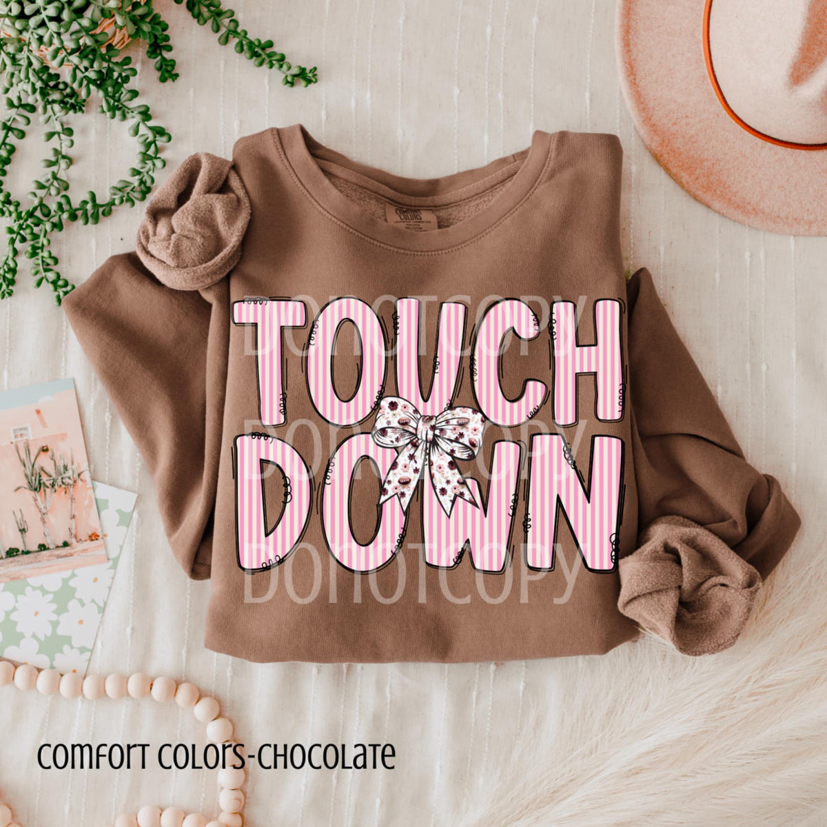 Touchdown Pink Stripes Football DTF transfer