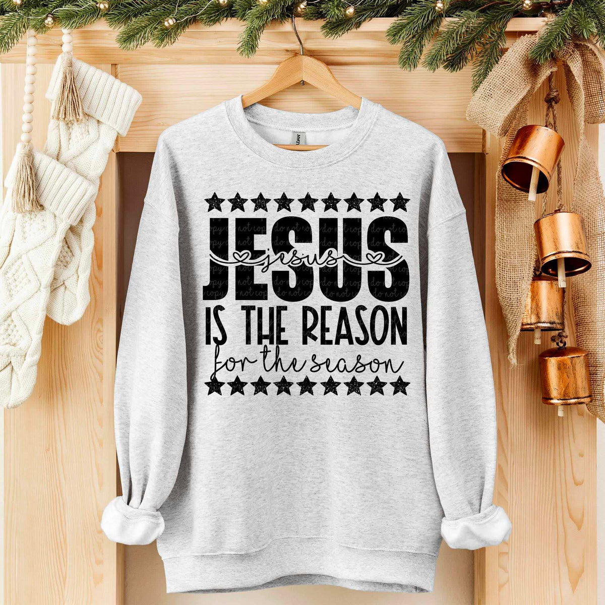 Jesus is the reason for the season BLACK ONLY 67820 DTF transfer